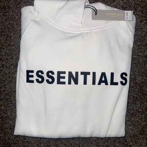 Essentials White Crewneck Sweatshirt with Black Logo